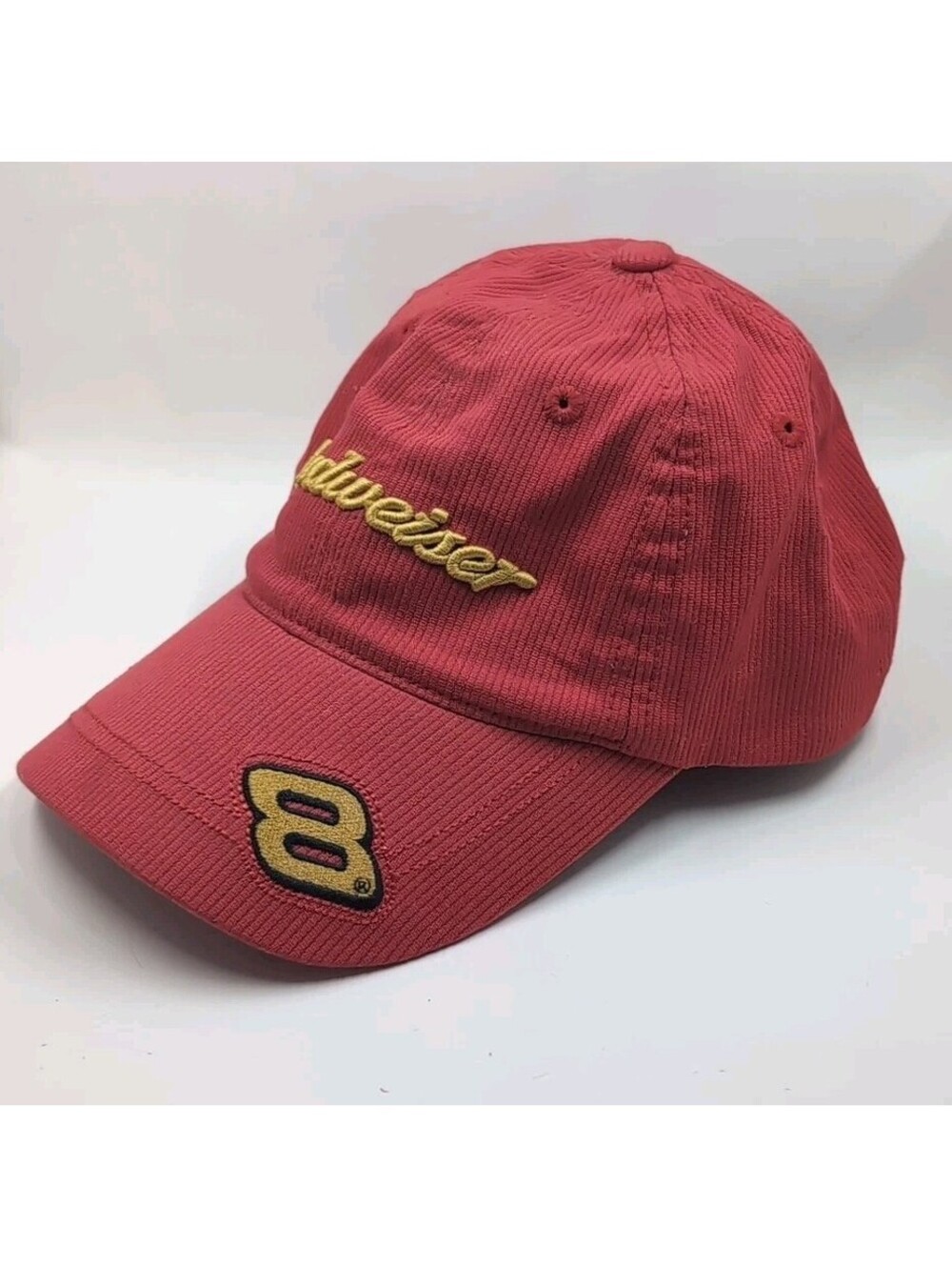 Vintage Dale Earnhardt Jr #8 Budweiser Corduroy Red Dad Hat Cap Strap Back Chase